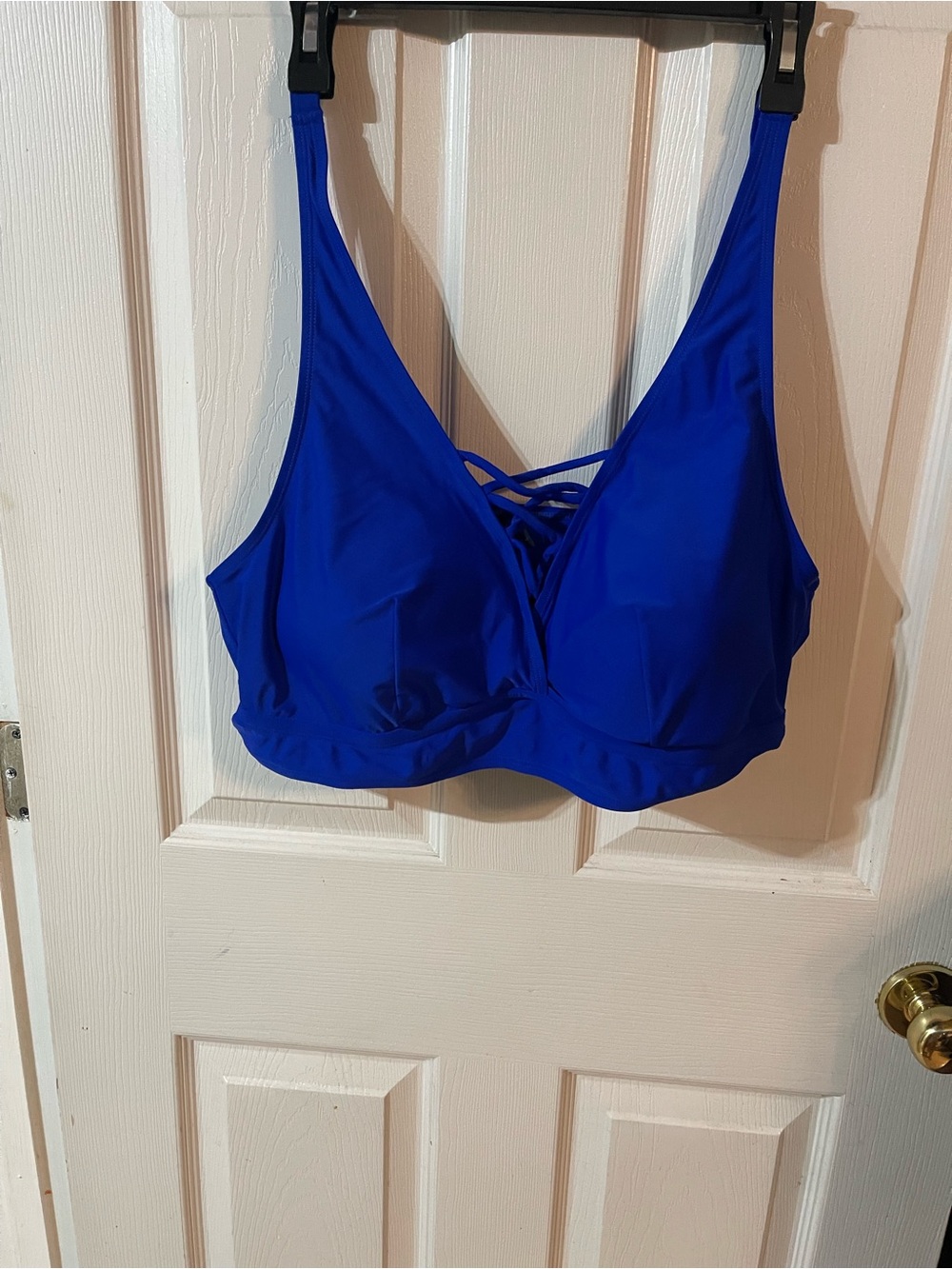 Women’s Royal Blue Crisscross V-Neck Bikini Top
